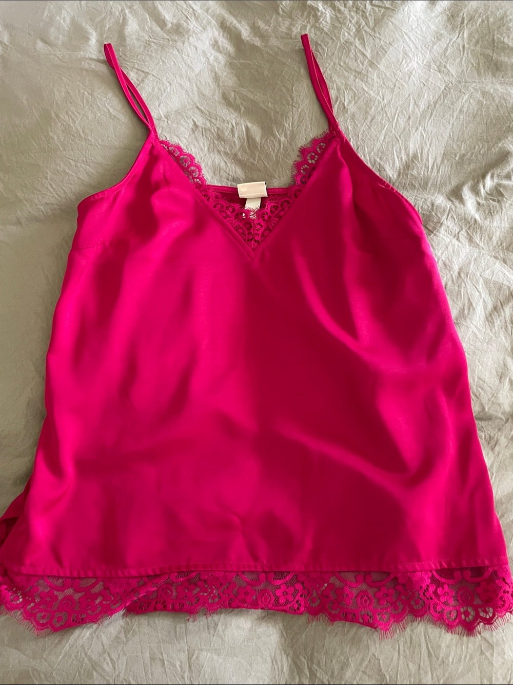 a new day Bright Fuchsia Lace-Trim Satin Cami